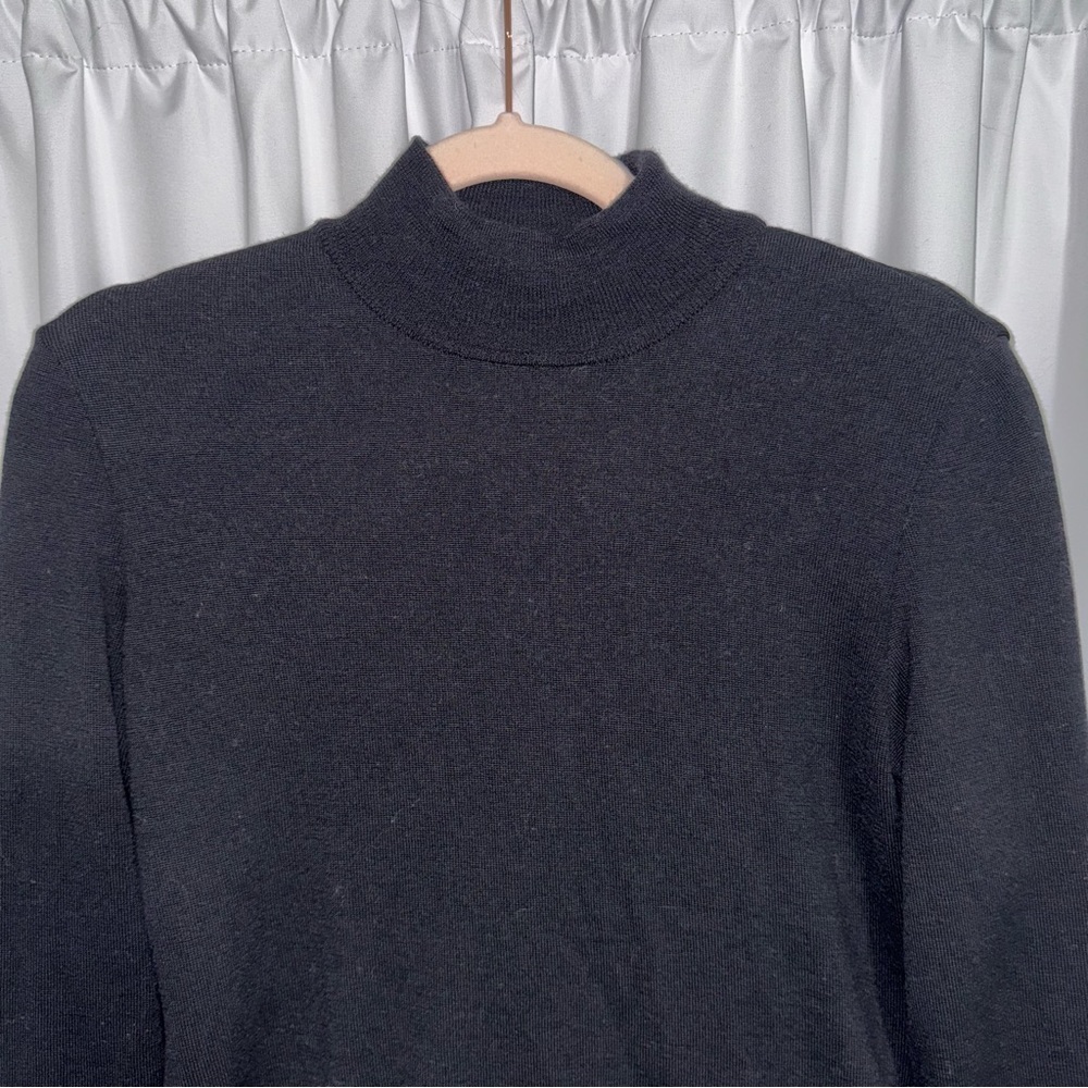 Celine Vintage Mock Neck Black 100% Wool Sweater - Size 42 (fits like a small) - Picture 3 of 5